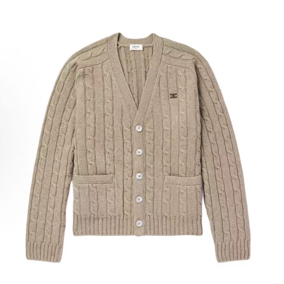 셀린느 케이블 니트 캐시미어 가디건 카키 (X공장)