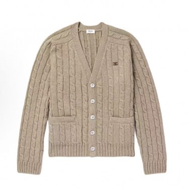 셀린느 케이블 니트 캐시미어 가디건 카키 (X공장)