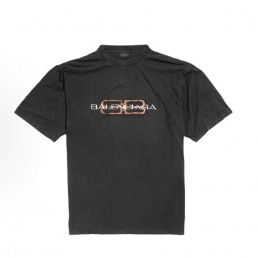 발렌시아가 25FW BB 시리즈 빈티지 워시드 티셔츠 블랙