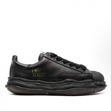 메종 미하라 야스히로 Shell Toe 블랙 레더 스니커즈 남녀공용