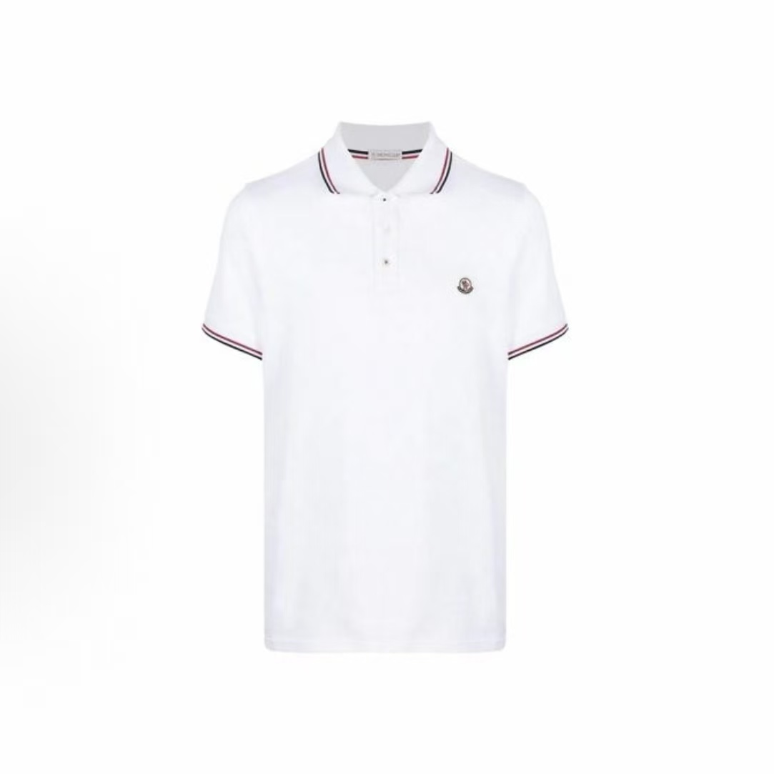 몽클레르 남성 솔리드 컬러 오버핏 폴로 반소매 티셔츠 화이트 (탑몽X)