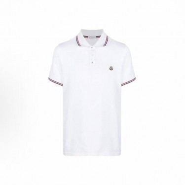 몽클레르 남성 솔리드 컬러 오버핏 폴로 반소매 티셔츠 화이트 (탑몽X)