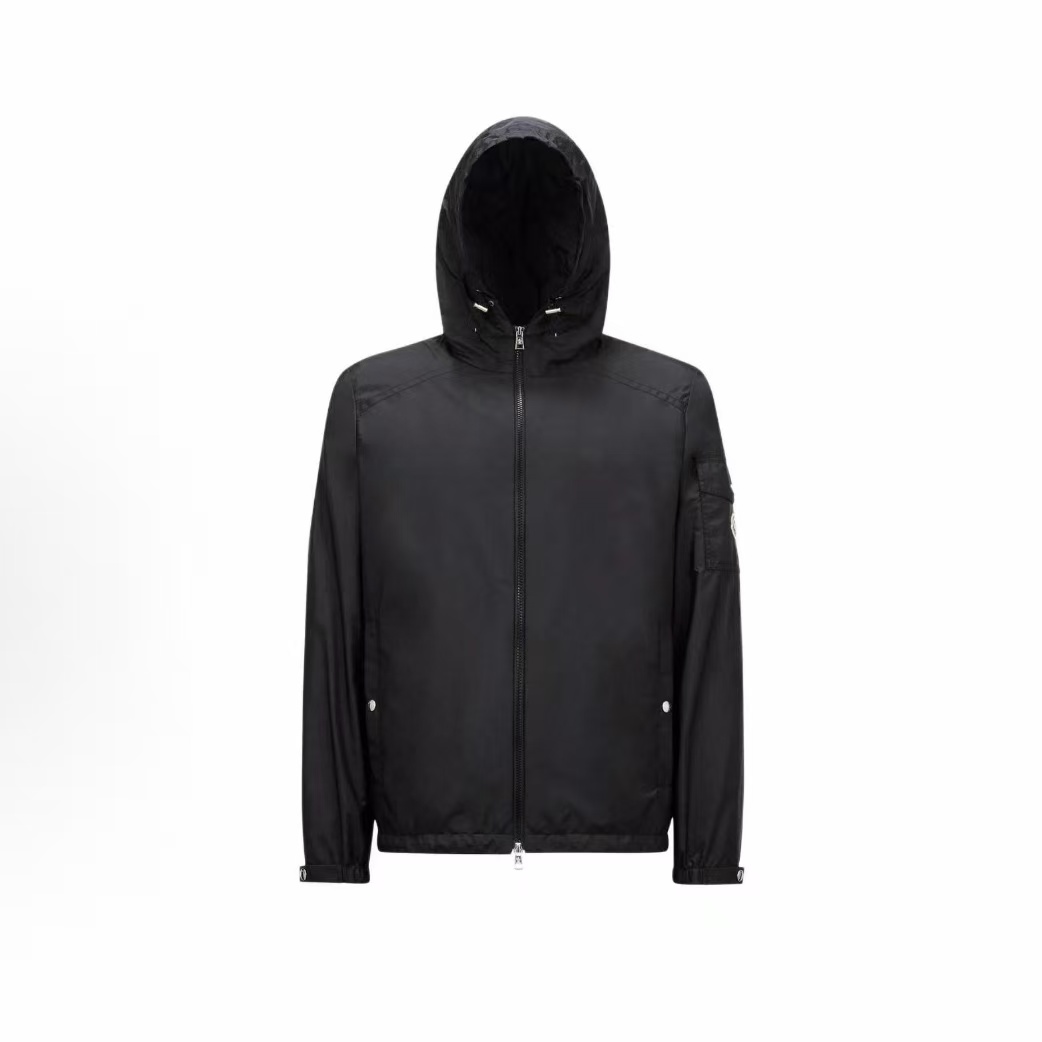 몽클레르 FW24 Etiache 솔리드 컬러 후드 지퍼 트렌치 재킷 남성용 (탑몽X)