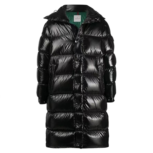 몽클레르 FW21 Hanoverian 시리즈 광택 솔리드 컬러 후드 미디 구스다운 패딩 블랙 (탑몽X)