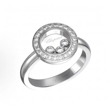 쇼파드 해피 다이아몬드 로고 장식 K골드 링 여성용 실버