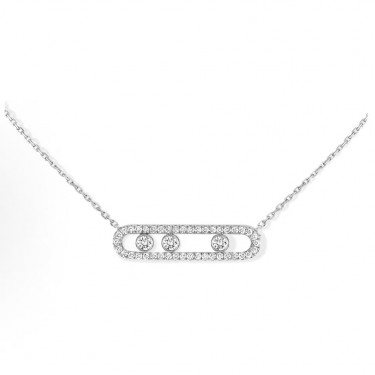 메시카 무브 밀세팅 화이트골드 다이아몬드 네크리스 여성