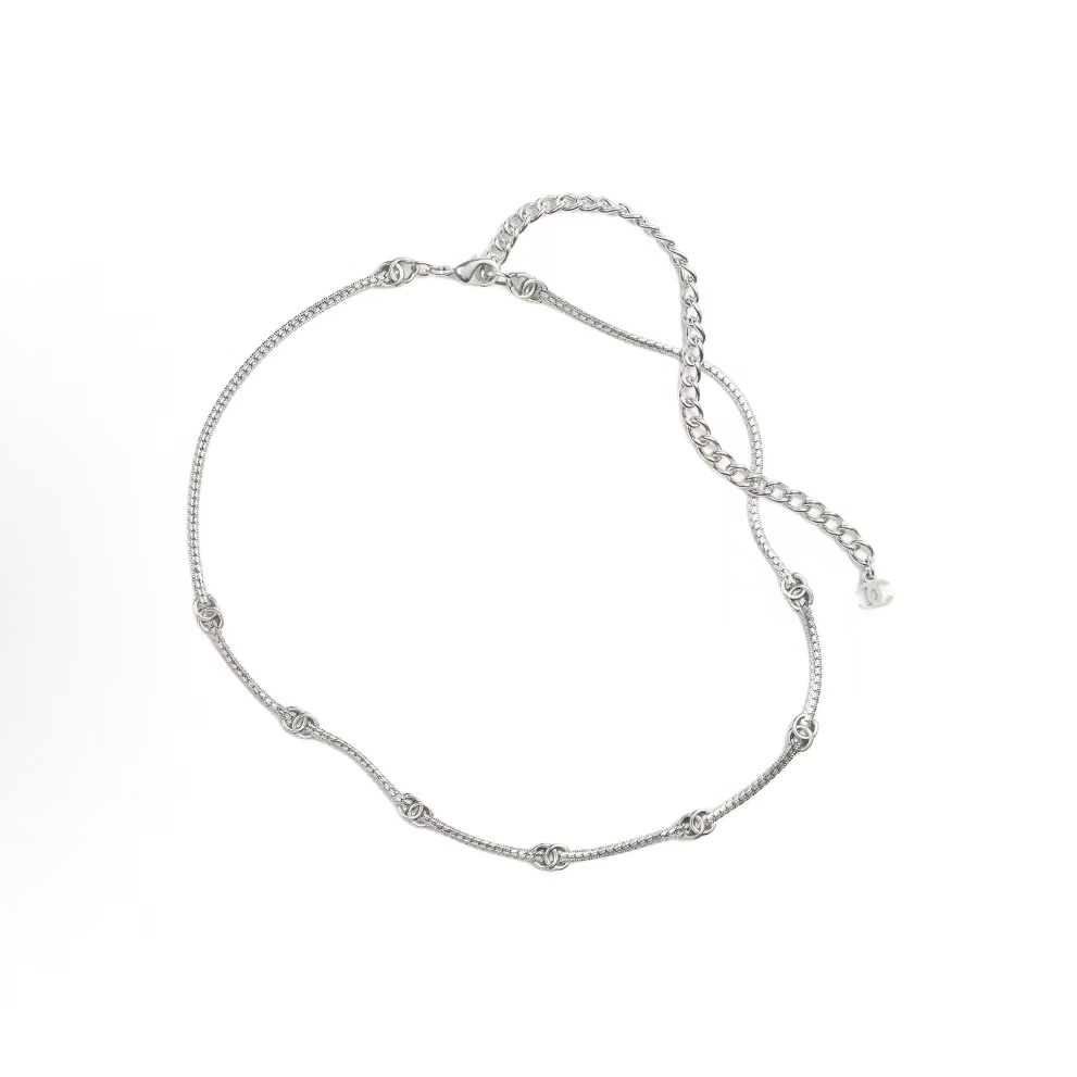 샤넬 24B 더블C 로고 메탈 숏 네크리스 여성