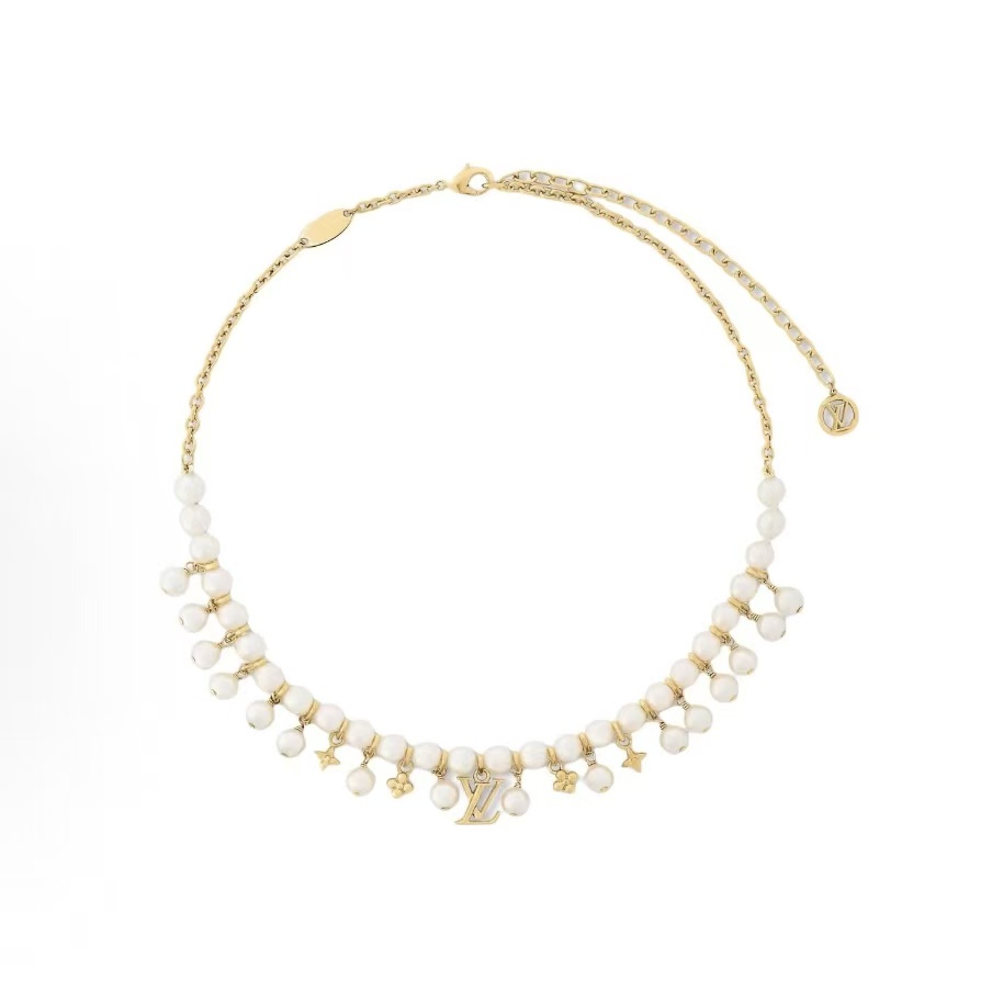 루이비통 알파벳 장식 메탈 레진 목걸이 여자 골드