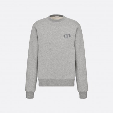 디올 에센셜 코튼 기모 CD 아이콘 자수 라운드넥 긴팔 맨투맨 남성용 그레이 (B+공장)