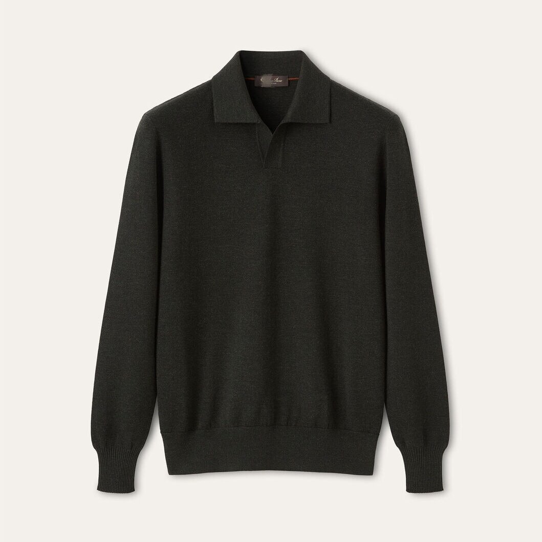 로로피아나 FW25 긴팔 라인 포인트 폴로셔츠 남성용 블랙 (B+공장)