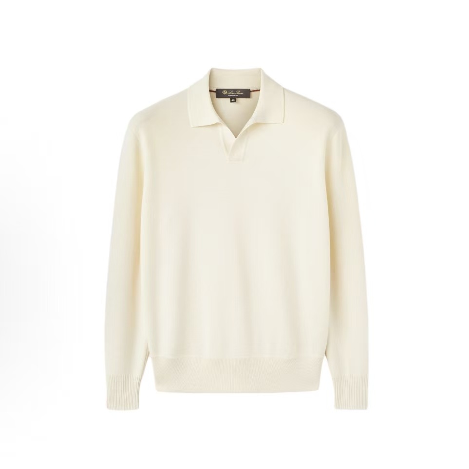 로로피아나 FW25 긴팔 라인 포인트 폴로셔츠 남성용 베이지 (B+공장)