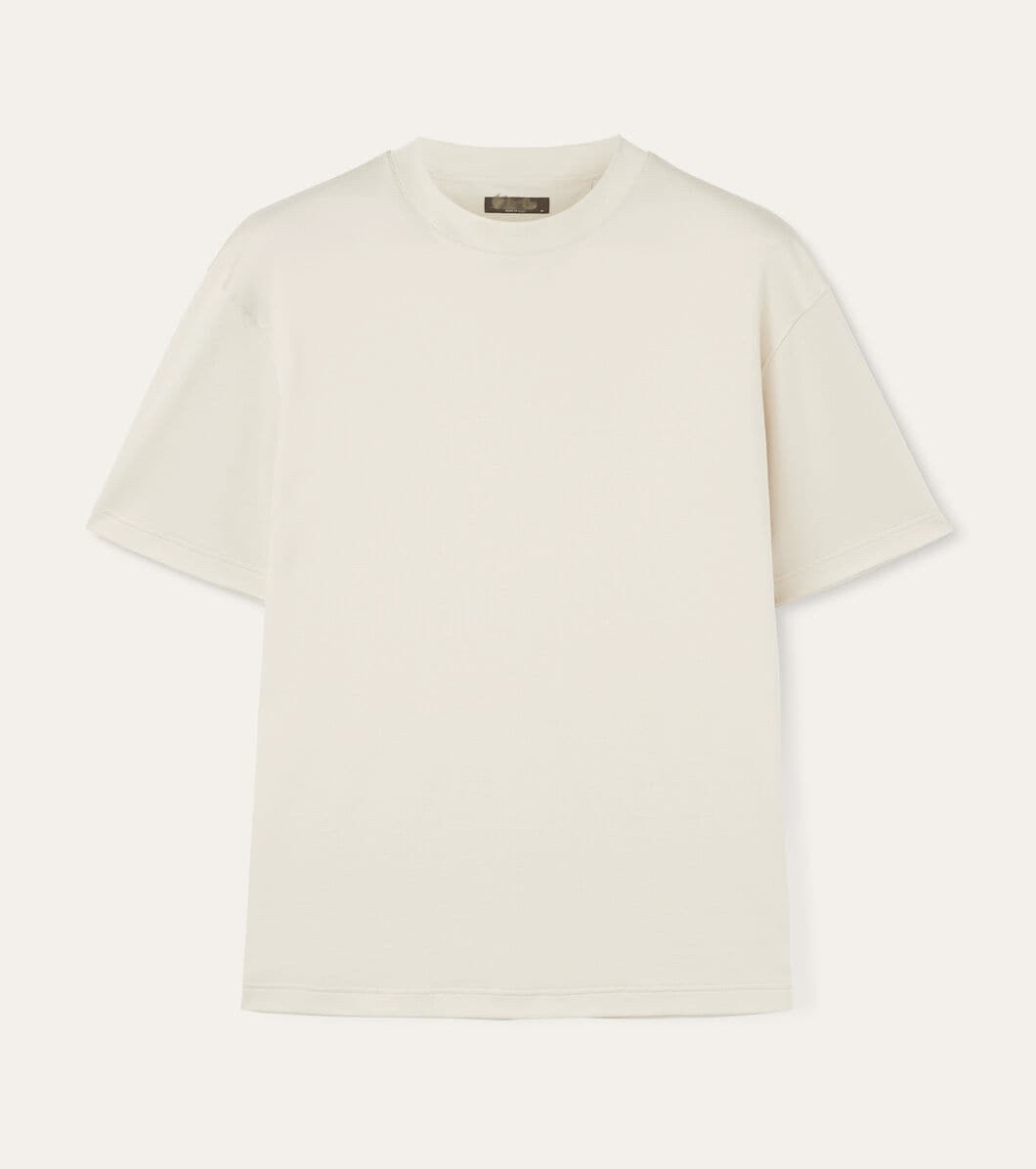 로로피아나 SS25 페를레도 솔리드 크루넥 반소매 티셔츠 남성용 크리미 아몬드 (B+공장)