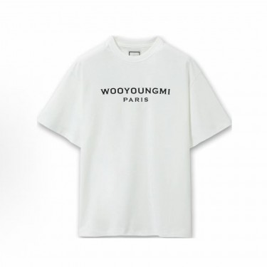 우영미 솔리드 라운드넥 반팔 티셔츠 남녀공용 화이트