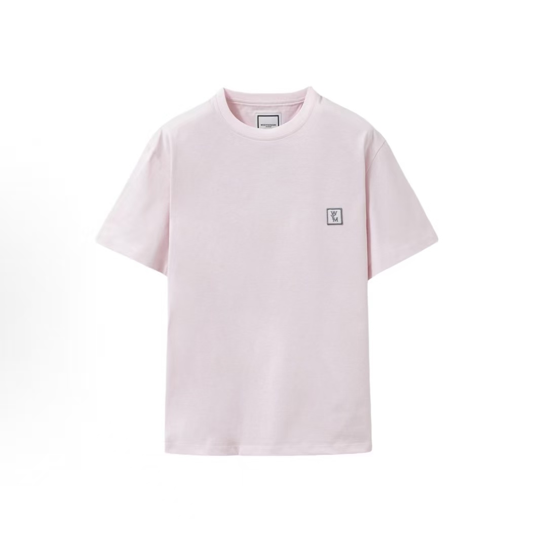 우영미 남성 솔리드 라운드넥 반팔 티셔츠 핑크