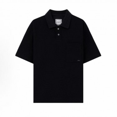 우영미 기본 단색 캐주얼 반팔 폴로셔츠 남성용 네이비