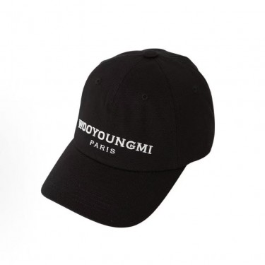 우영미 로고 디자인 코튼 야구모자 남녀공용 블랙