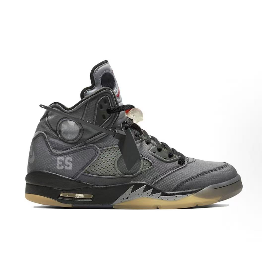 오프화이트 x 조던 에어 조던 5 레트로 SP 블랙 하이탑 스니커즈 (LJR공장)