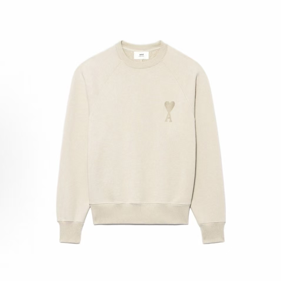 아미파리스 심플 니트 하트 라운드넥 풀오버 스웨트셔츠 살구 색 (탑아미공장)