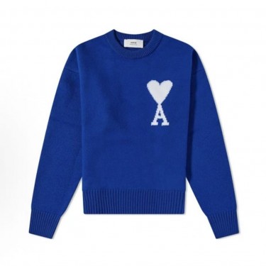 아미파리 남성 라운드넥 긴팔 니트 스웨터 딥 네이비 블루 (탑아미공장)