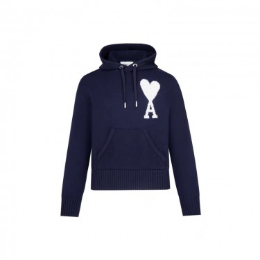 아미파리 로고 인타르시아 풀오버 후드 니트 남성용 블루 (탑아미공장)