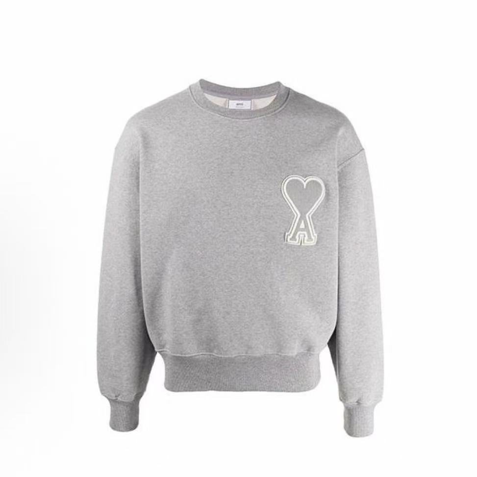 아미파리 퓨어 컬러 하트 로고 클래식 라운드넥 맨투맨 그레이 (탑아미공장)