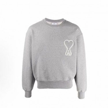 아미파리 퓨어 컬러 하트 로고 클래식 라운드넥 맨투맨 그레이 (탑아미공장)