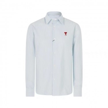 아미파리 SS24 레드 하트 스트라이프 긴팔 셔츠 블루 화이트 (탑아미공장)