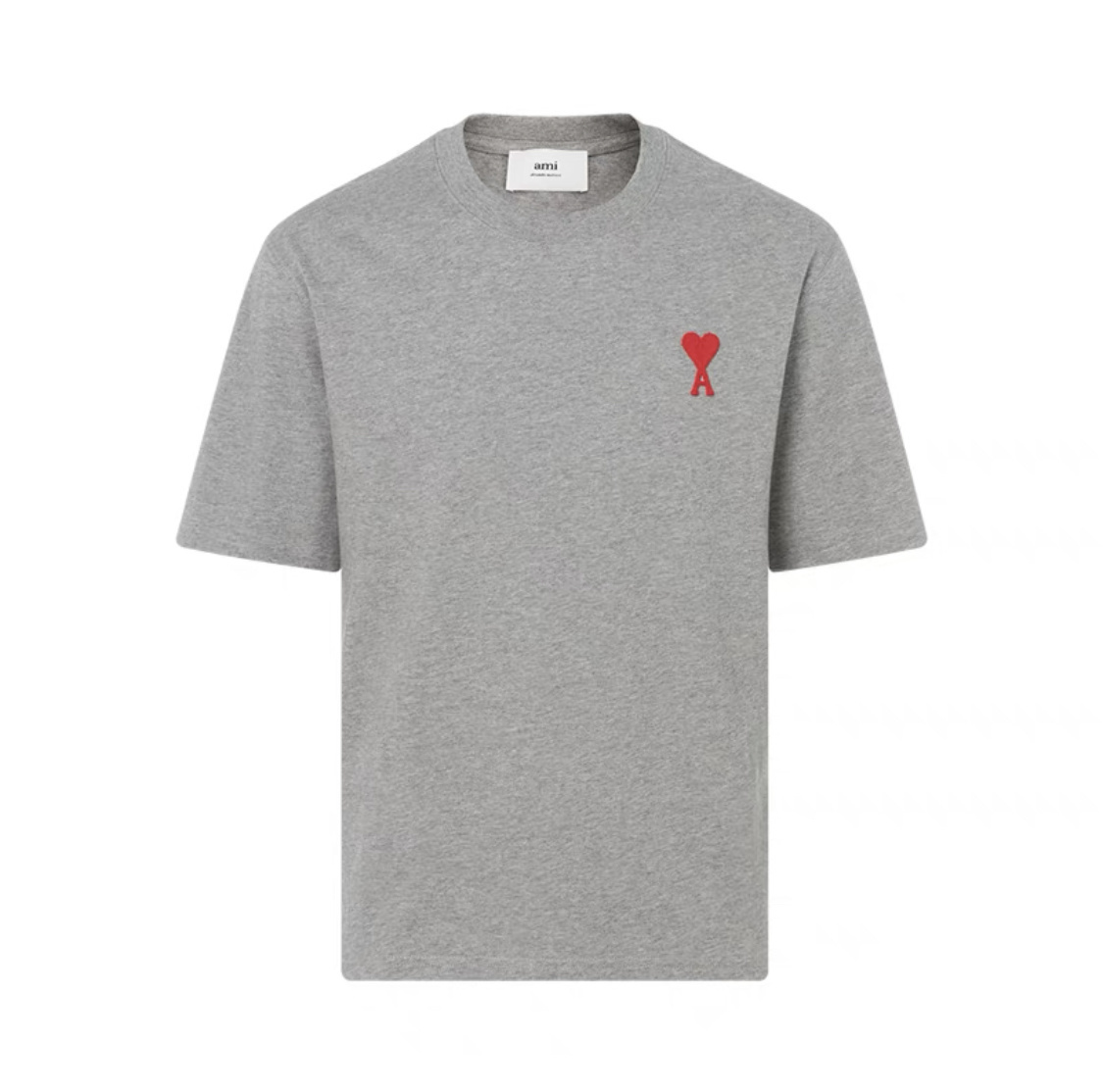 아미파리 SS23 레드 하트 자수 반팔 티셔츠 그레이 (탑아미공장)
