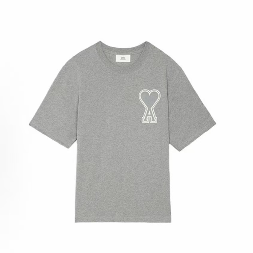 아미파리 SS21 하트 로고 자수 라운드넥 반소매 티셔츠 그레이 (탑아미공장)