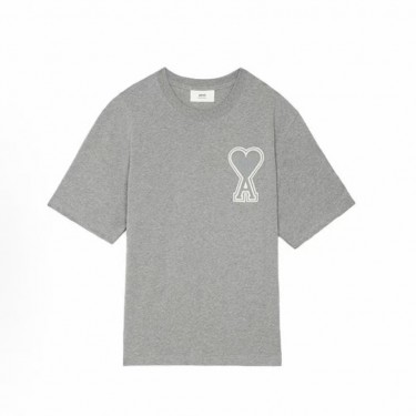 아미파리 SS21 하트 로고 자수 라운드넥 반소매 티셔츠 그레이 (탑아미공장)