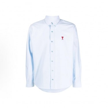 아미파리 단색 카라 싱글 버튼 캐주얼 긴소매 셔츠비 블루 (탑아미공장)