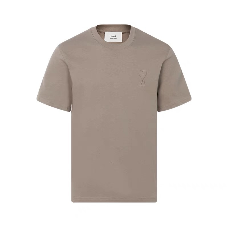 아미파리 SS24 야단 스타일 하트 그래픽 라운드넥 컴포트 반팔 티셔츠 회갈색 (탑아미공장)