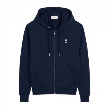 아미파리  화이트 하트 자수 집업 후드 스웨트셔츠 네이비 (탑아미공장)