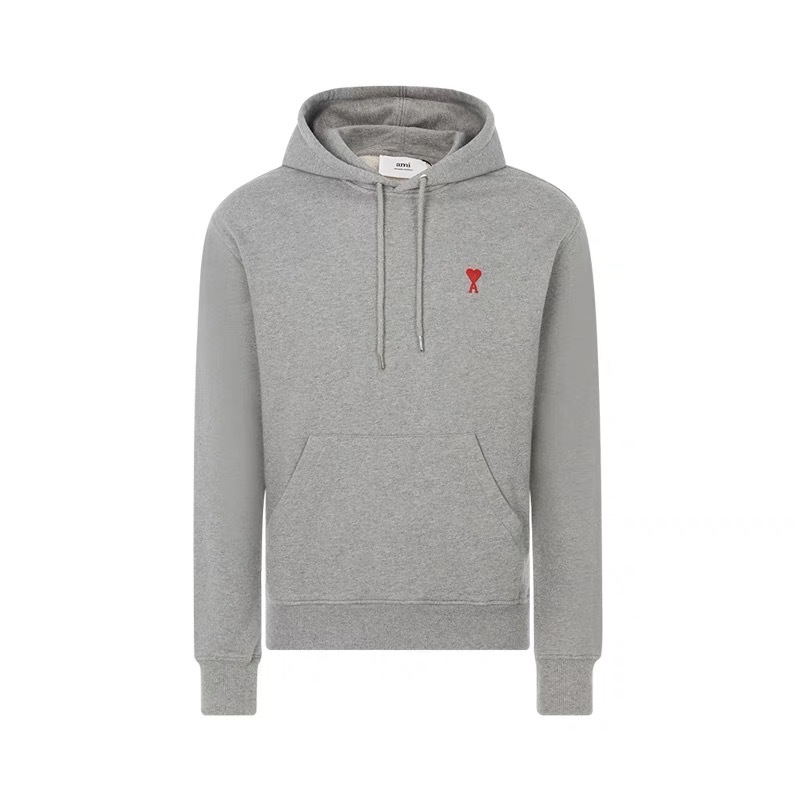 아미파리 순색 로고 프린트 후드 루즈핏 풀오버 긴팔 스웨트셔츠 그레이 (탑아미공장)
