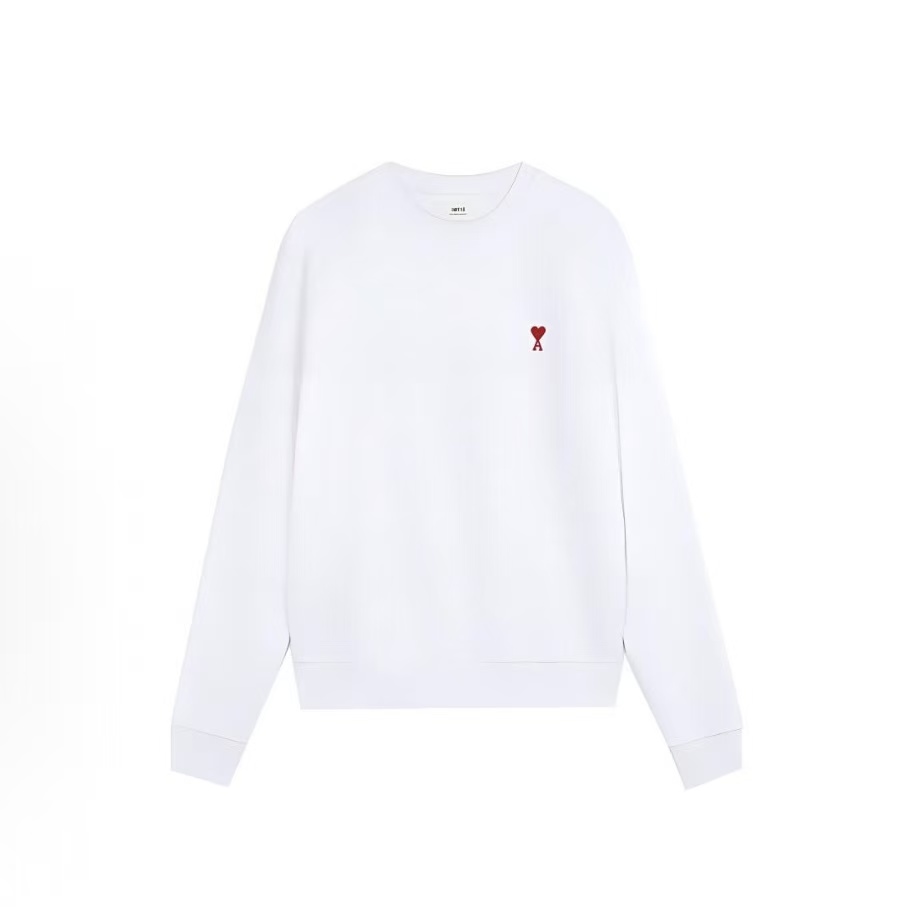 아미 파리 FW24 레드 하트 캐주얼 코튼 풀오버 긴팔 라운드넥 스웨트셔츠 화이트 (탑아미공장)