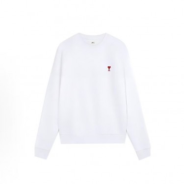 아미 파리 FW24 레드 하트 캐주얼 코튼 풀오버 긴팔 라운드넥 스웨트셔츠 화이트 (탑아미공장)