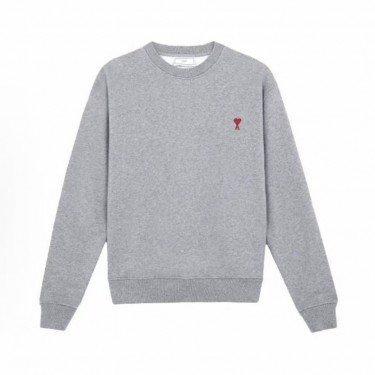 아미 파리 FW24 레드 하트 캐주얼 코튼 풀오버 긴팔 라운드넥 스웨트셔츠 그레이 (탑아미공장)