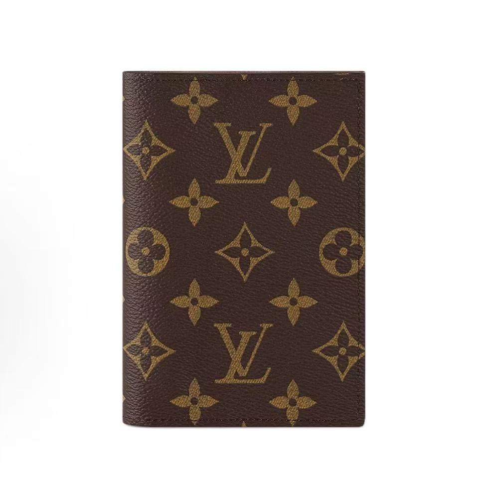 루이비통 모노그램 플랩 여밈 코팅 캔버스 여권 케이스 남녀공용 브라운