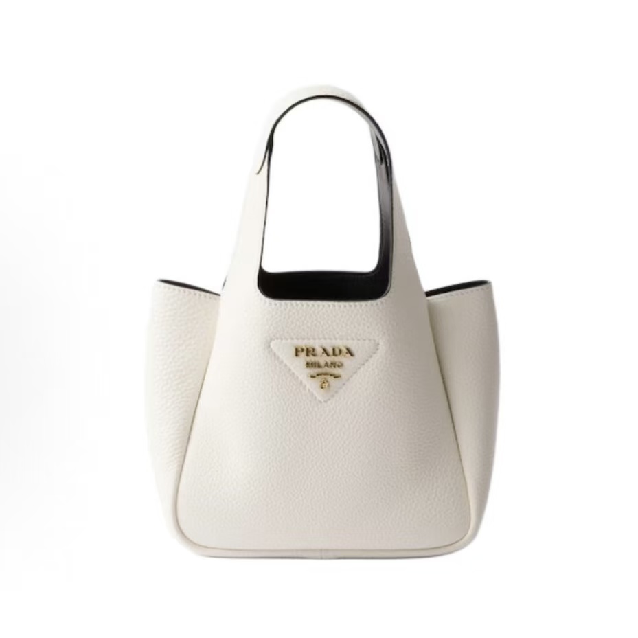 프라다 메탈 각인 로고 버킷 토트백 1BA349 화이트