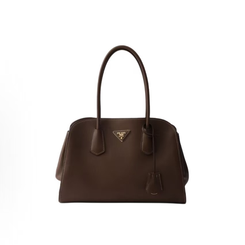 프라다 로고 카프스킨 토트백 미디엄 1BG606 브라운