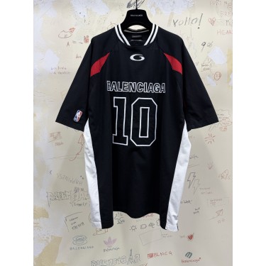 발렌시아가 NBA 콜라보 로고 넘버 반팔 져지 티셔츠 남녀공용 오버핏 블랙