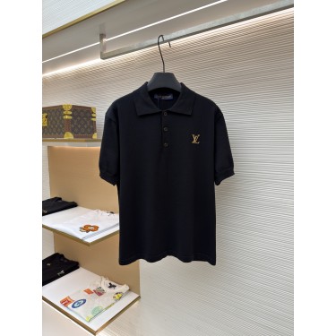 루이비통 레터 로고 가죽 패치 니트 반팔 폴로셔츠 (X공장)
