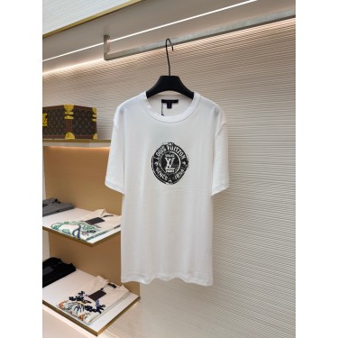 루이비통 스탬프 프린트 코튼 니트 라운드넥 반팔 티셔츠 (X공장)