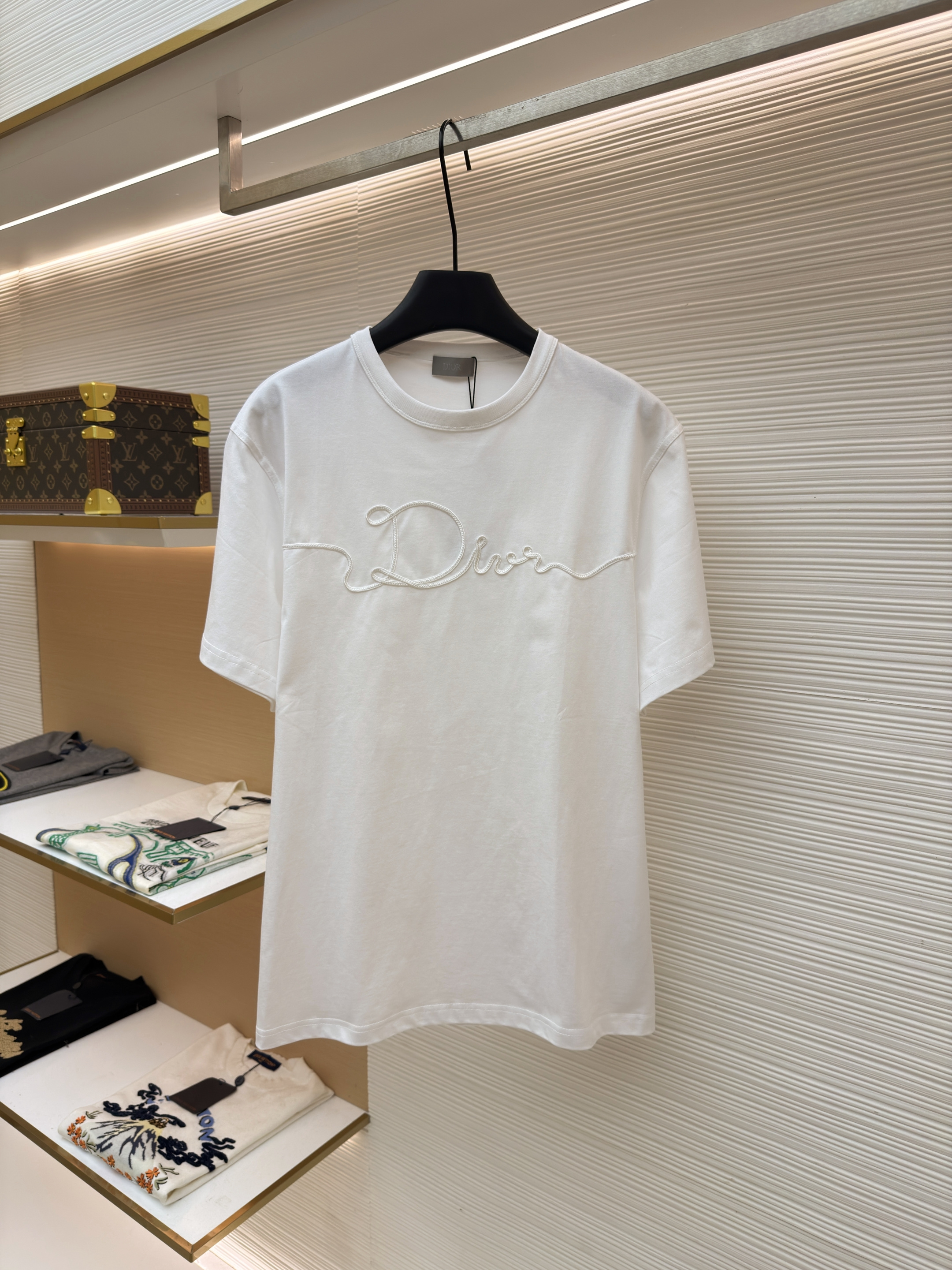 디올 새틴 엠블럼 라운드넥 반팔 티셔츠 (X공장)