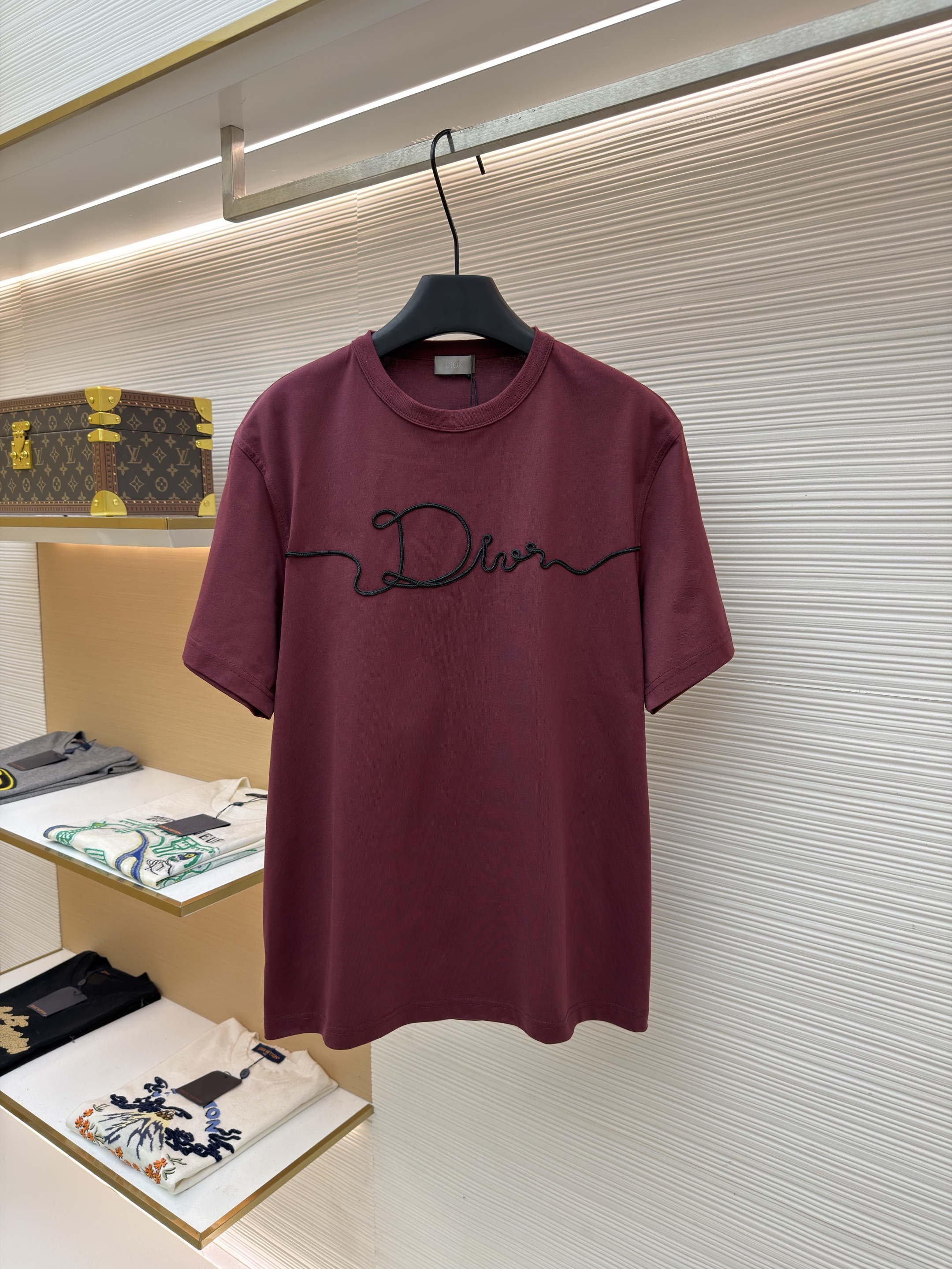 디올 새틴 엠블럼 라운드넥 반팔 티셔츠 (X공장)