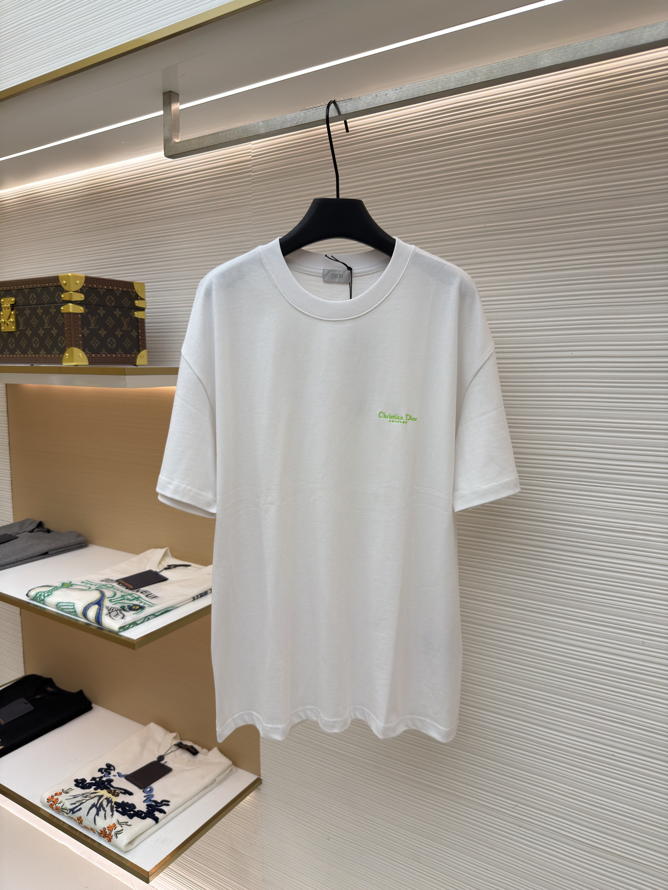 디올 형광 로고 자수 코튼 라운드 반팔 티셔츠 (X공장)