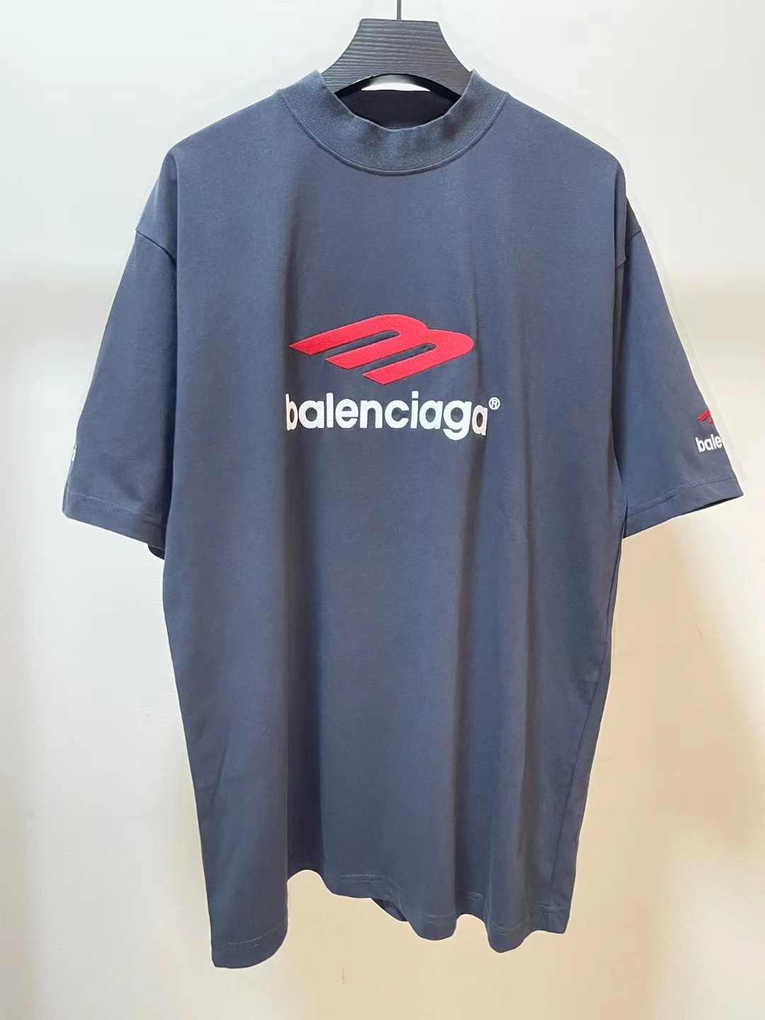 발렌시아가 3B 스포츠 아이콘 반팔 티셔츠 그레이