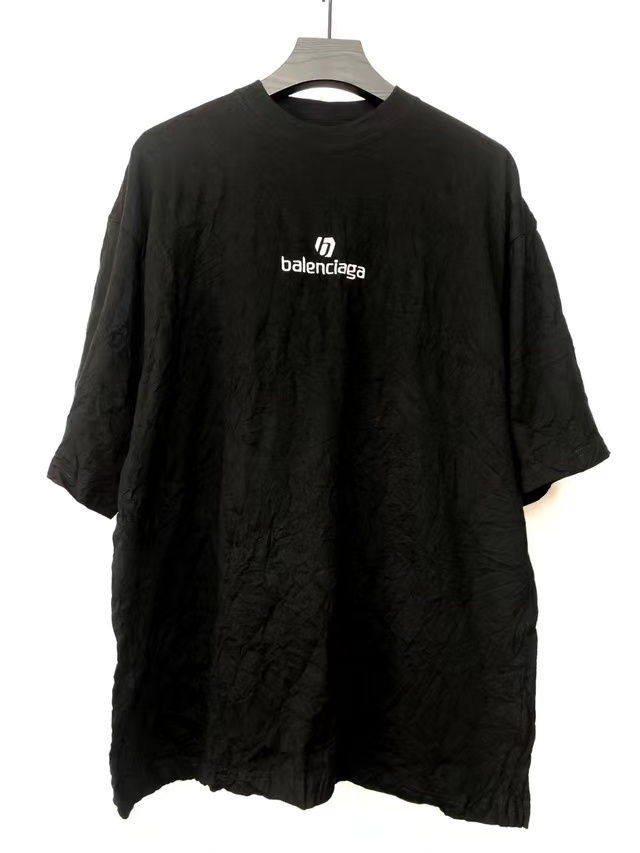 발렌시아가 자수 로고 반팔 티셔츠