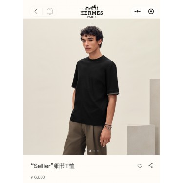 HERMÈS(에르메스) 안장 패턴 더블 커프스 Sellier 디테일 티셔츠