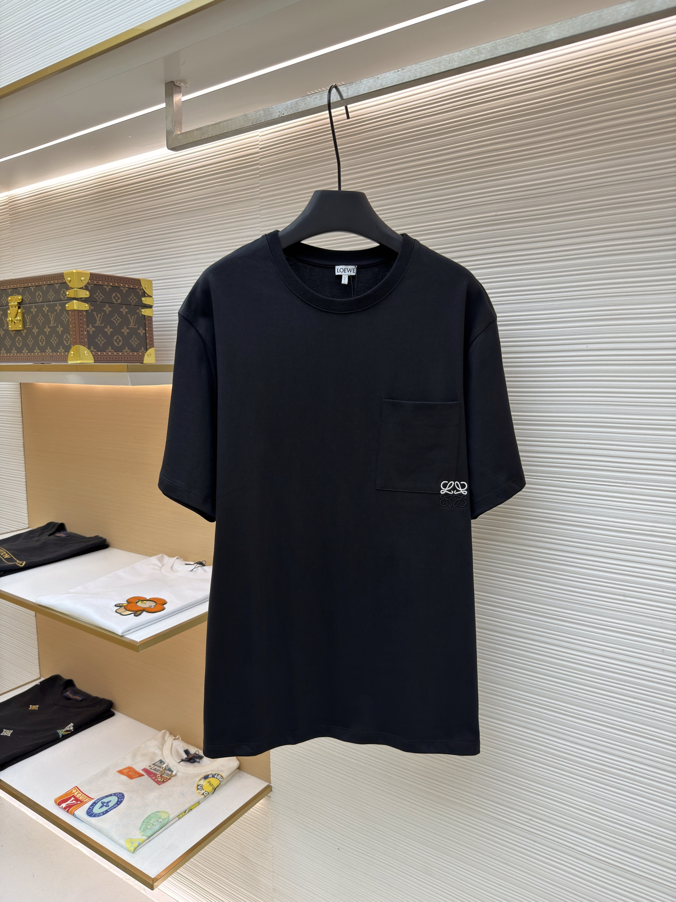 로에베 Loewe 로고 포켓 라운드넥 반팔 티셔츠